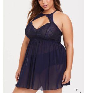 Torrid Navy Mesh & Lace Babydoll NWT